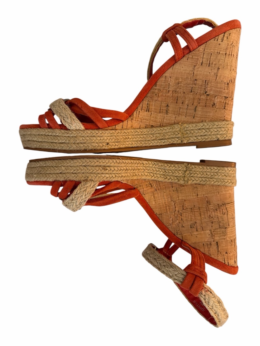 White House Black Market Jupiter Orange Braided Espadrille Wedge Sandals - Picture 2 of 7
